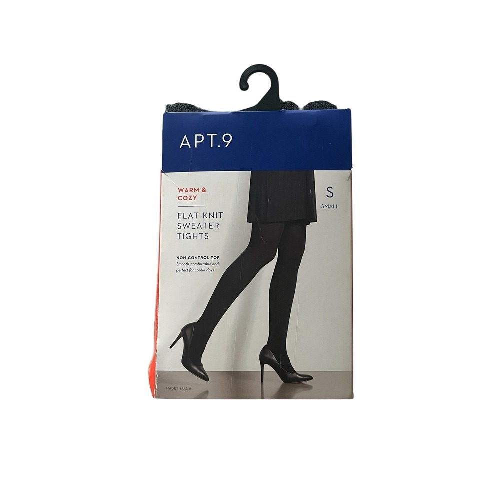 NWT APT.9 Women's Size S Flat-Knit Sweater Tights Warm & Cozy Charcoal Gray